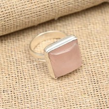Rose Quartz Gemstone Handmade 925 Sterling Silver Ring Jewelry