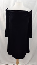 Chaps Dress Womens M Black Velour Bell Sleeve Boat Neck Stretch Career Party NWT