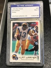 1999 FLEER FOCUS MINT KURT WARNER ROOKIE CARD RC-HOLDER SCRATCHES-FEB378. rookie card picture