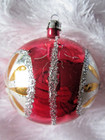 Vintage 2.25" MERCURY GLASS ROUND BALL Christmas ORNAMENT RED w/ Silver Glitter — photo 5