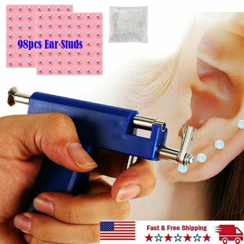 Professional Ear Piercing Gun with 98 pcs Studs Kit Tool Set Ear Nose Navel  Body