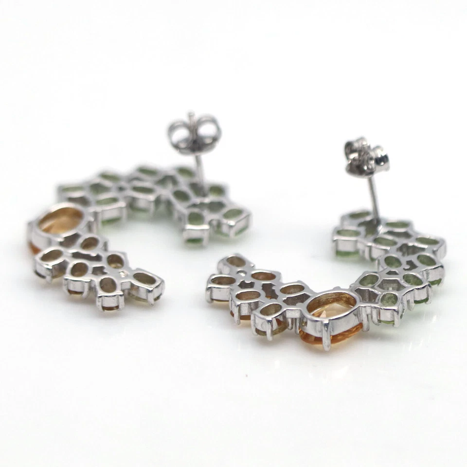 Unbeheizte Edelsteine Goldgelbe Citrin & Peridot Ohrringe 925 Sterlingsilber - Bild 3 von 4