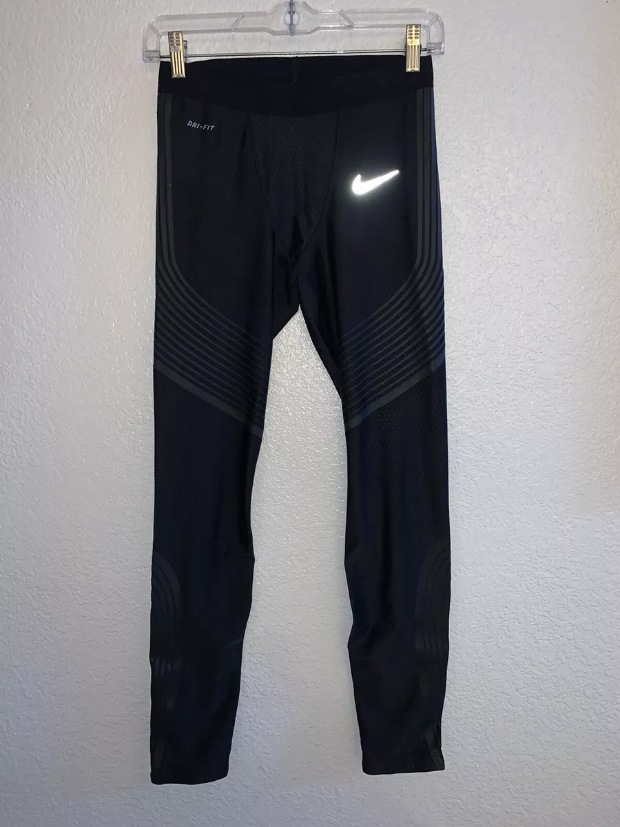 EUC MENS S NIKE PRO ELITE POWER SPEED RUNNING TIGHTS PANTS BLACK