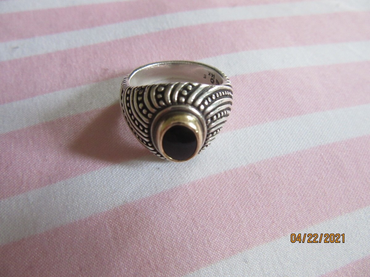 Rare retired James Avery Sterling Silver Black Onyx 14k GOLD Ring size