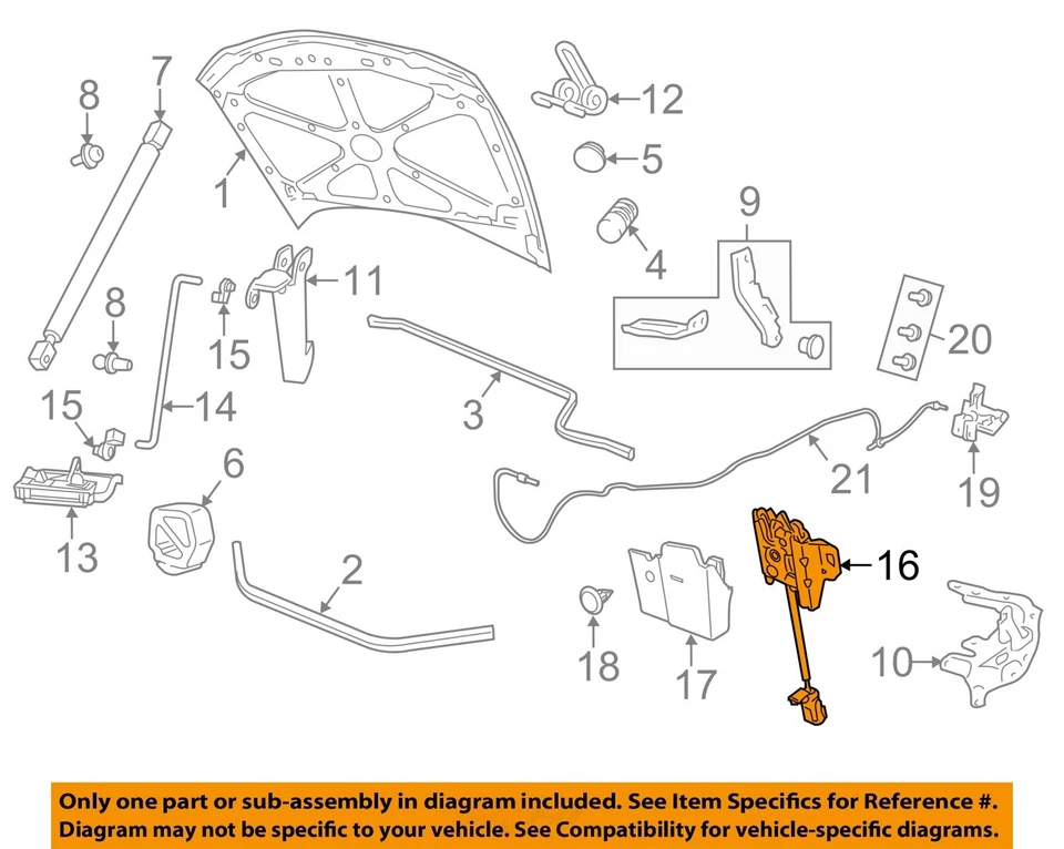 2008 - 2009 PONTIAC G8 HOOD LATCH 带微型开关全新通用 # 92258586 — 第 2/3 张图片