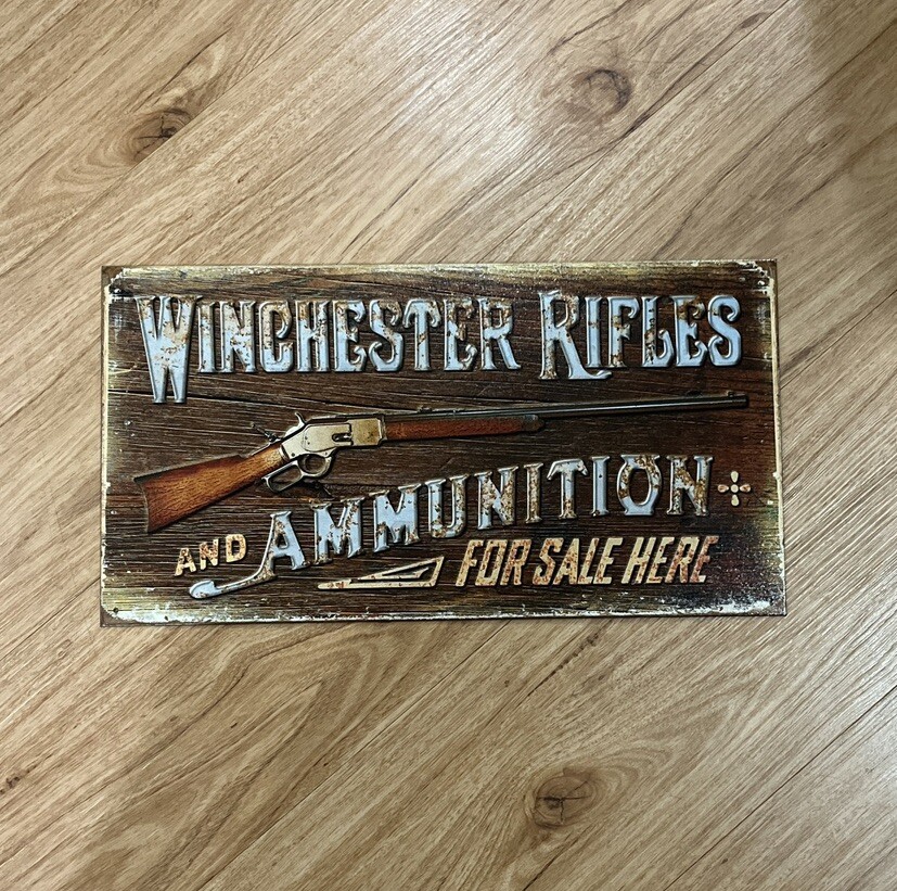 Winchester Rifles Sign Man Cave Decor Ammunition firearm Guns Ammo ...