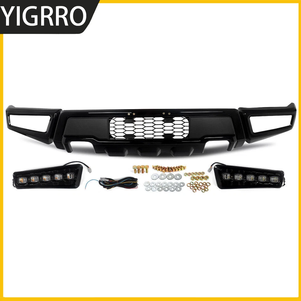 Front Bumper For 2009-2014 Ford F150 F-150 Steel Black Raptor Style W/LED Lights - Image 4 of 4