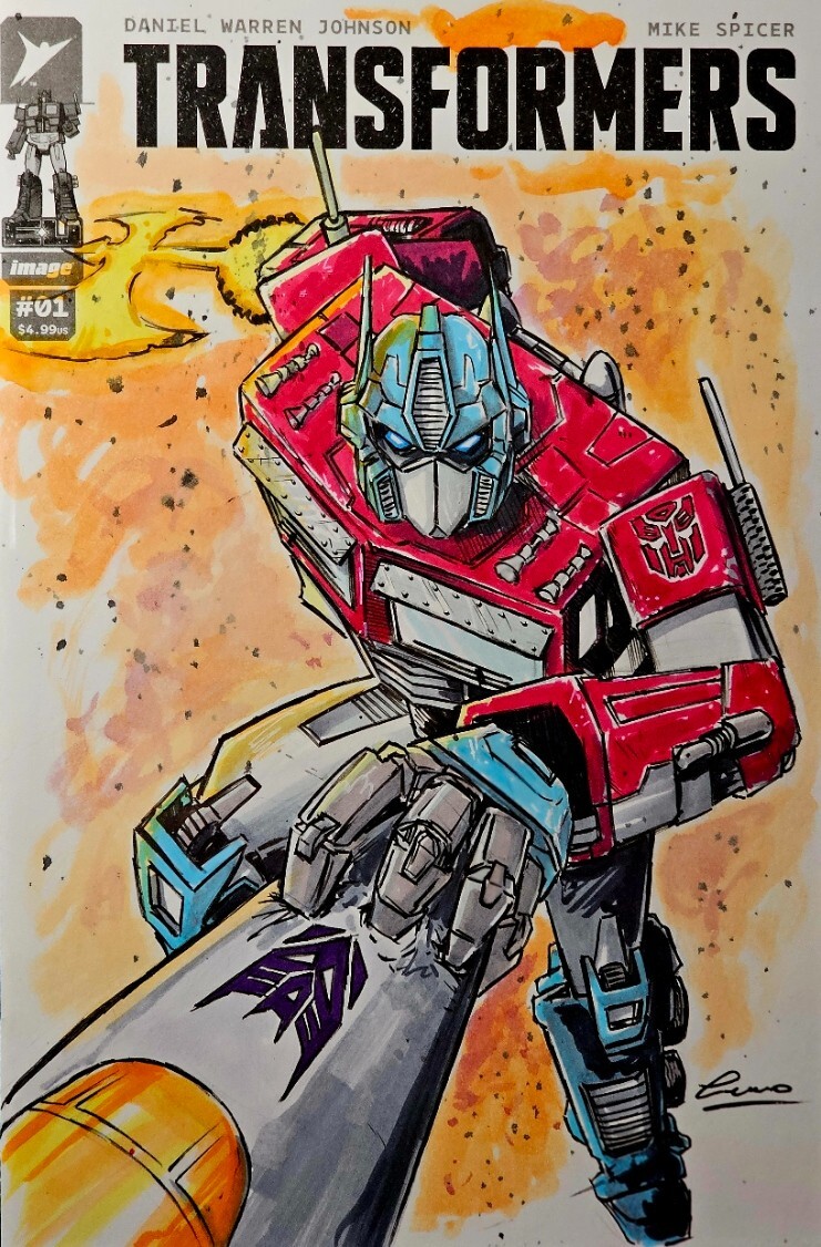Transformers #1 Blank Optimus Prime & Starscream Sketch by Leno