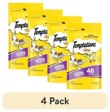 (4 pack)  Tasty Chicken Flavor Crunchy And Soft Cat Treats, 48 oz Pouch