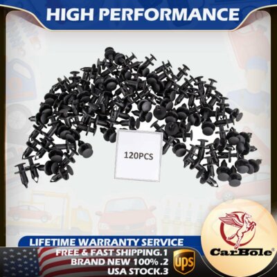 120 Packs Car Plastic Rivets Hole Dia Fastener Fender Bumper Push Pin Clips Clip
