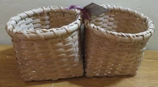HANDMADE SIGNED DOUBLE BASKET SPLIT ASH?? ORGANIZER SORTING 12 X 6 X 5"