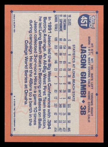 1991 Topps Traded #45T Jason Giambi USA RC (ref Y02496) - Picture 2 of 2