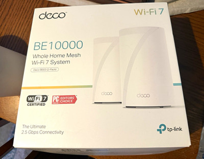 TP-LINK Deco BE63 Wi Fi 7 BE10000 Mesh Router System 2-Pack, 2.5GbE USB