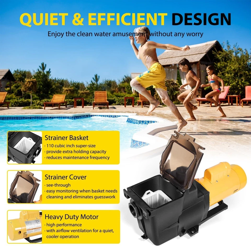 W3SP2607X10 Pool Pump 1 HP 115/230 V One Speed Replacement for Hayward SP2607X10 - Image 4 of 4