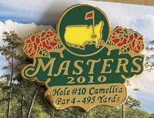 2010 Masters Augusta Golf Pin on original card mount. Hole #10 Camellia. V.Rare