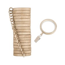 18 PCS Cambria Designer Weathered Oak Curtain Rings Nylon Insert With Clips