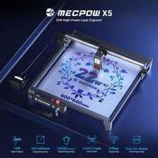 Mecpow X5 22W Laser Engraver,28000mm/min High Speed,0.08x0.1mm,Auto Air Assist