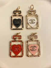 Lot Of 4 Zipper Pull Button Stamped Charms