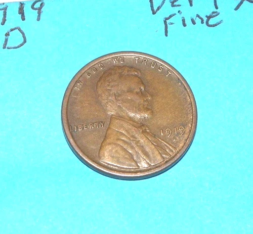 1919 D  WHEAT CENT  VERY FINE - EXTRA FINE  # 5a