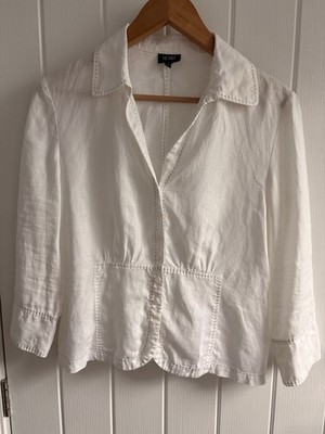 Hobbs weiß 100 % Leinen Smart Anlass Jacke Hochzeit Rennen Größe 12