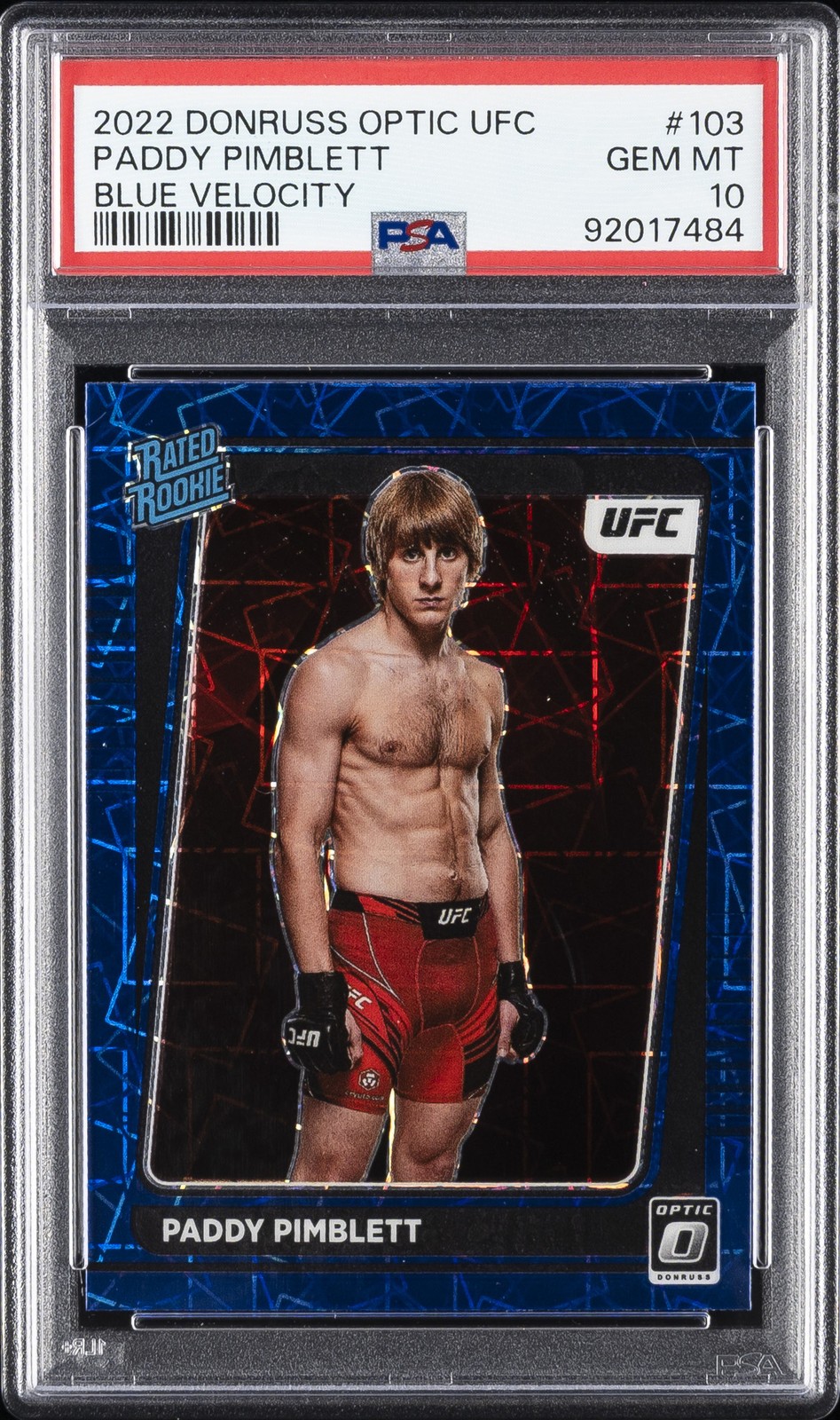 2022 PANINI DONRUSS OPTIC UFC BLUE VELOCITY #103 PADDY PIMBLETT PSA 10