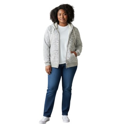 SOHO Neutral Animal Print Women s Textured Hoodie Plus Size XXL