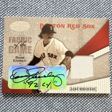 Dennis ECKERSLEY🔥2004 Leaf Certified Materials Fabric o/t Game Relic AUTO 4/10