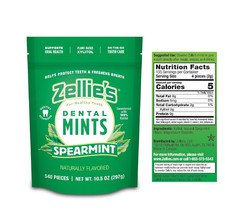 Zellie's 100 Xylitol Spearmint Breath Mints No Aspartame Gluten Free Vegan