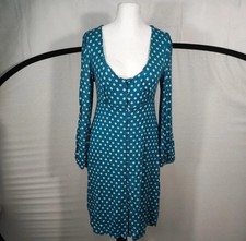 Monsoon Blue Boho Tea Dress Long Sleeve Festival Y2K Geometric Size M