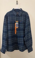 Orvis Flannel Shirt Heavyweight 100 Cotton Men s XXL Blue