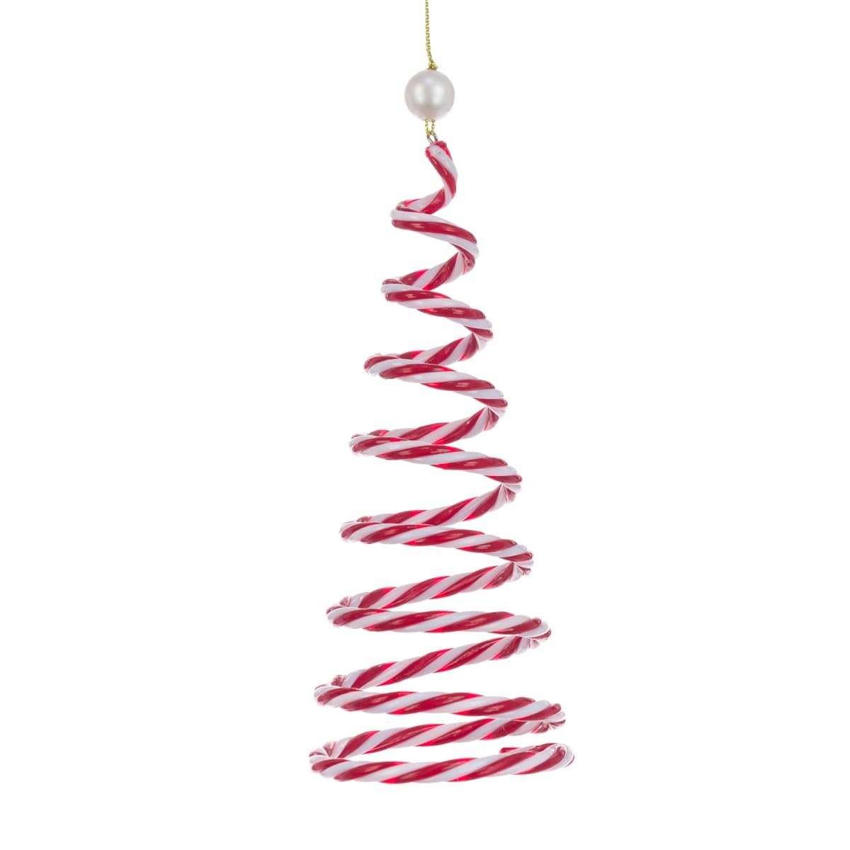 Candy Cane Christmas Tree Ornament - Red & White Spiral Striped Hanging...
