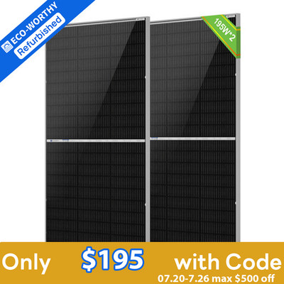 ECO-WORTHY 2Pack 195W N-Type 18BB Bifacial Solar Panels 25% High Conversion RV