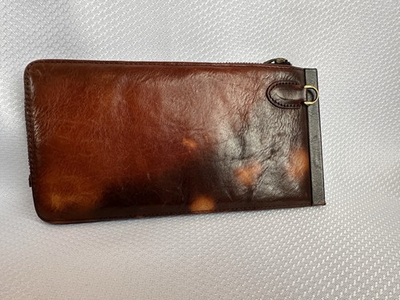 #ad #ad Old Trend Brown Leather Wallet Card Holder Zipper Pouch w Hook $28.99