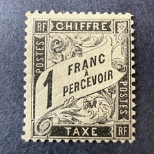 Taxe Y&T 22, "Duval 1fr noir" en neuf *. Signé Calves. TB.