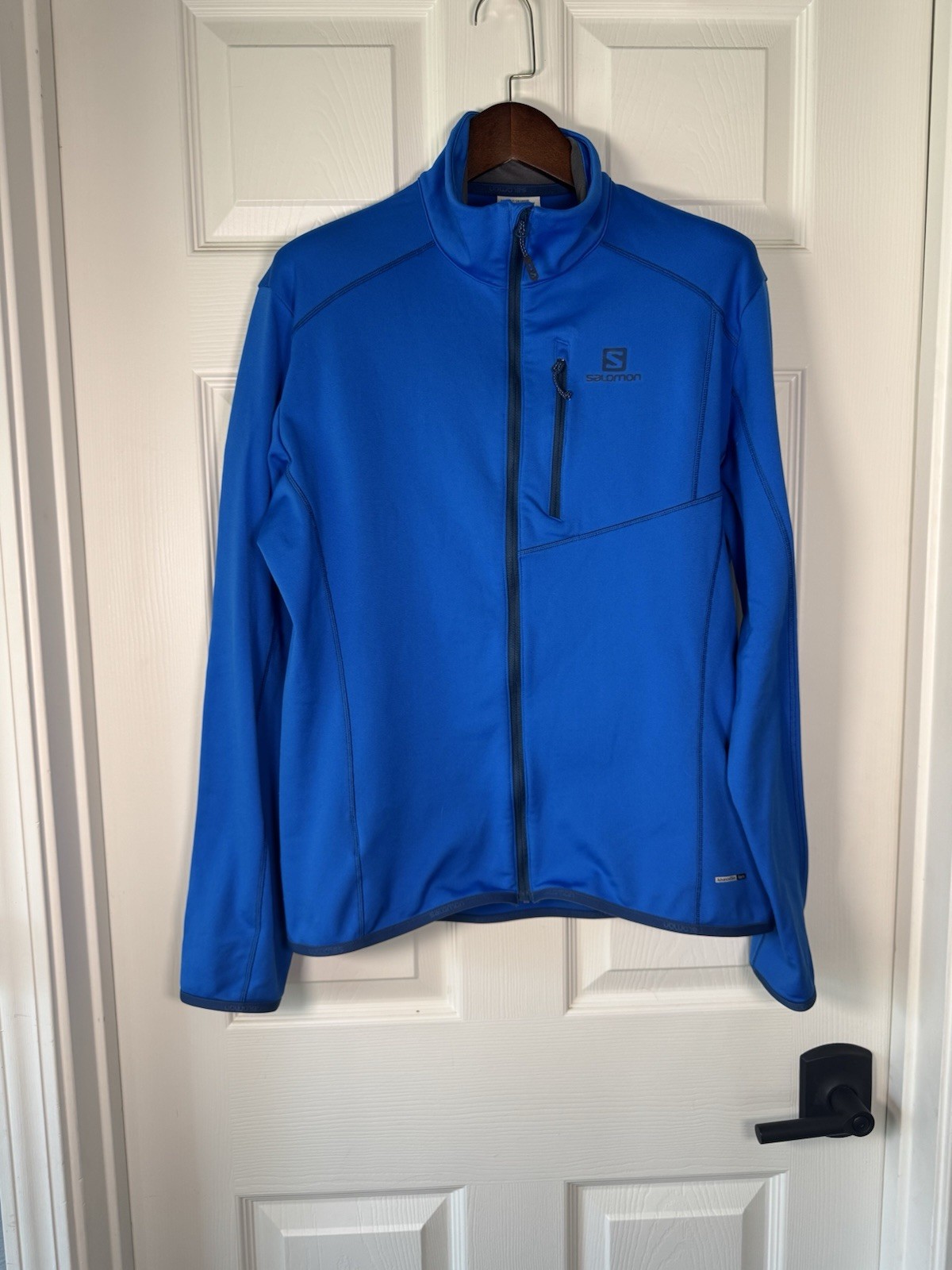 Giacca Salomon Advanced pelle calda zip aderente blu corsa donna taglia media