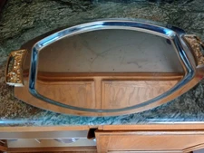 Kromex Vintage Metal Serving Tray With Brass Handles