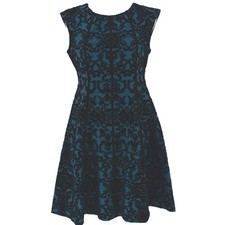 Y2K Burnout Velvet Danny & Nicole Teal Black Baroque Dress Whimsigoth Vamp