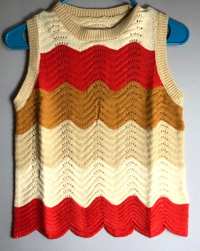 Haloumoning Girls Knit Crop Age 11-12 Yr Color Block Scalloped Hem Vest Top
