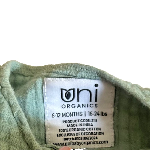 Organic Cotton Baby Sleep Sack 6-12 Months - 1.0 Tog Wearable Blanket Muslin - Image 2 of 2