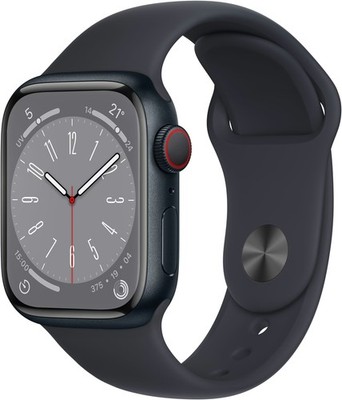 APPLE Apple Watch Series 8 GPS + Cellular Sportarmband 41 mm (Mitternacht) MNHV3
