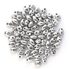 Czech Seed Beads Twin 2-Hole Silver 2.5 5mm