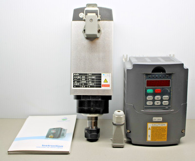 Huanyang ER20 Spindle Motor 3KW Air Cooled w/ VFD Inverter Drive 220v Used Once