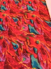 Vtg 70s Silk Scarf 20x20 Psychedelic Abstract Retro Red Hand Rolled Hem EUC