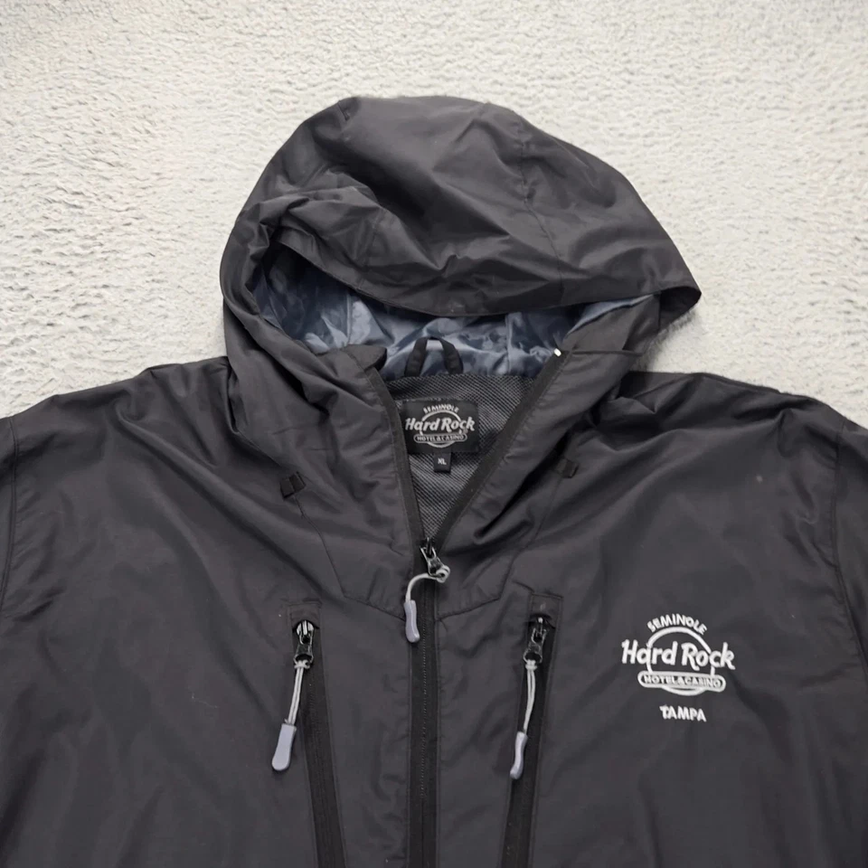 Hard Rock Jacket Mens XL Black Tampa Logo Hooded Full Zip Windbreaker - Image 2 of 4