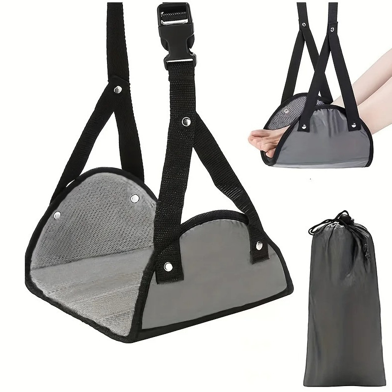 1pc Airplane Footrest with Adjustable Strap Portable Hammock Leg Rest - NEW