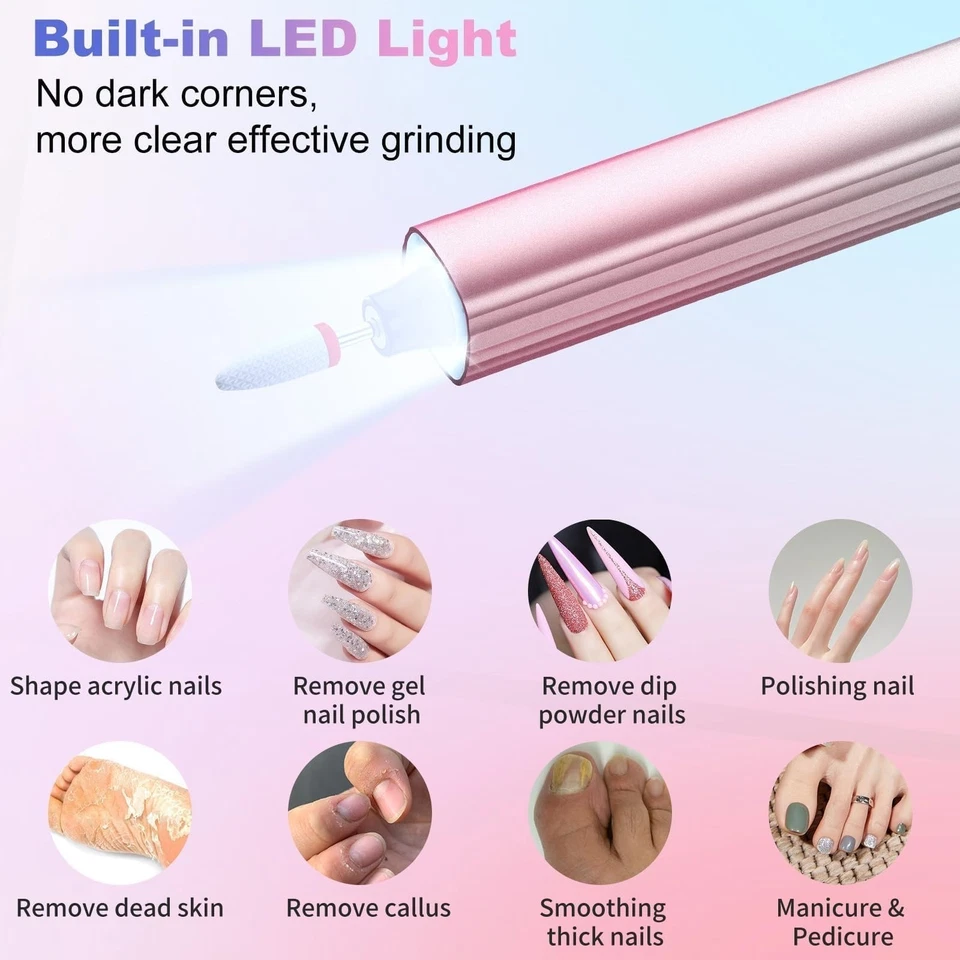 Ponceuse à ongles électrique UV rechargeable kit manucure pédicure PUGTOW - Photo 4/4