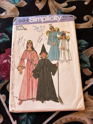Vintage Costume Pattern 1976 Angel Princess Witch Costume SZ 6-8 Cut