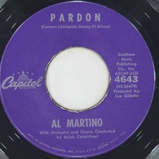 AL MARTINO Pardon CAPITOL 4643 VG+ 45 RPM 1961 Vocal 7" Jazz Jukebox