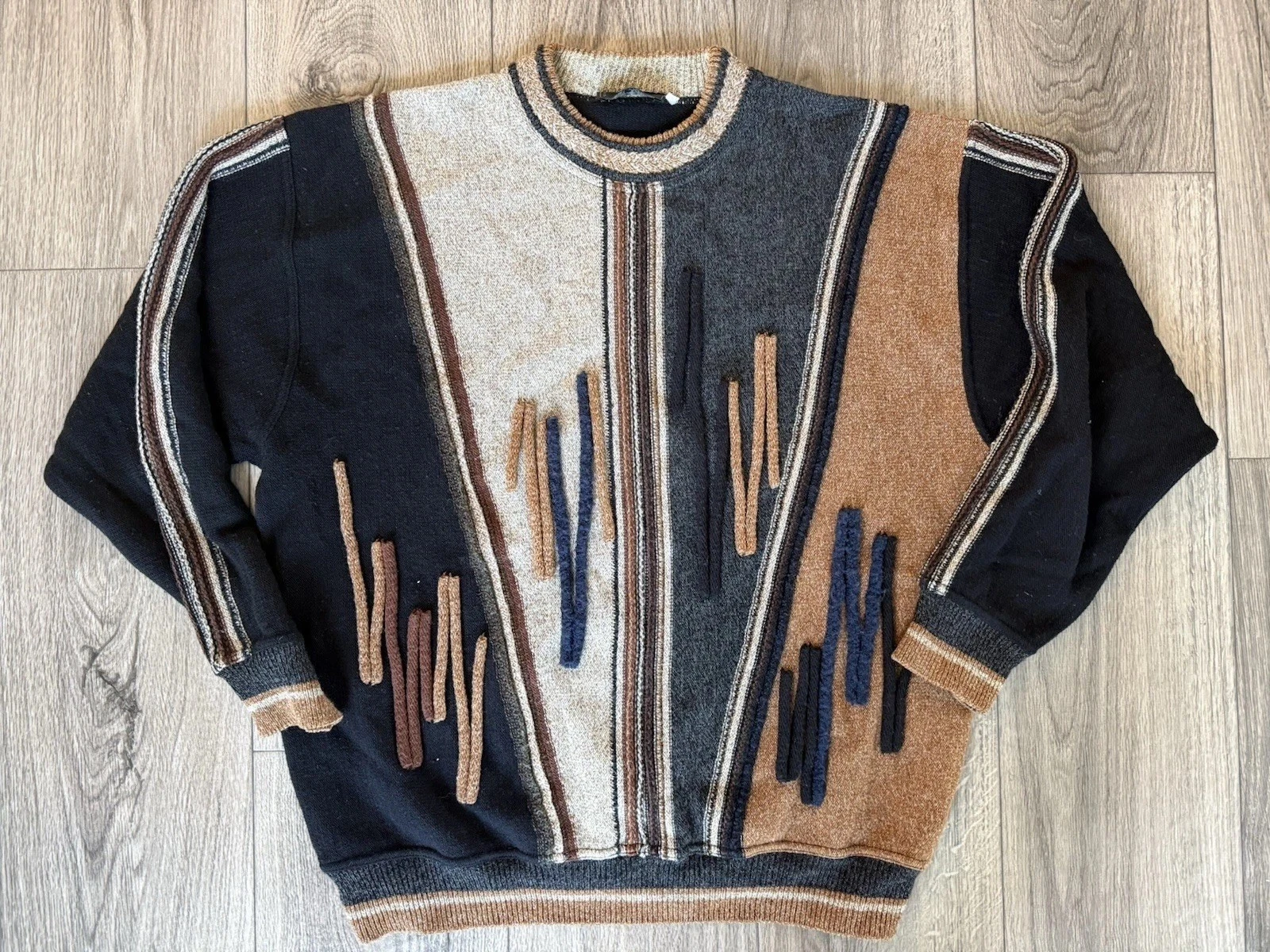 Raffi Men’s Italian Knit Sweater XL Abstract Pattern Wool Blend Made in Italy