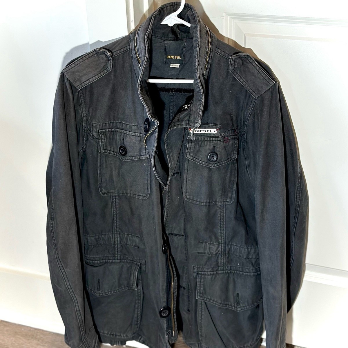 ジャケット・アウター Vintage DIESEL utility military jacket Vintage Diesel Industry Military Field Jacket Black Utility